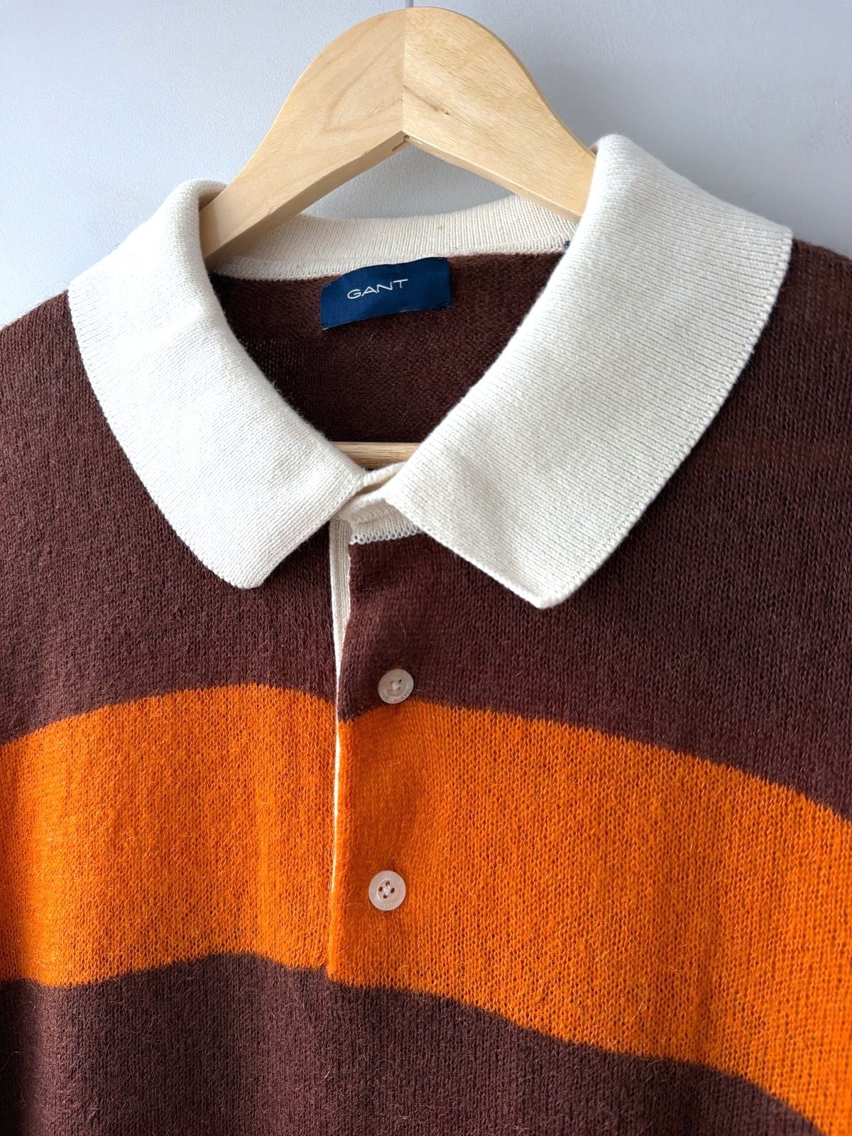 Men’s GANT Mohair & Wool Blend Striped Knitted Polo Sweater Top - XXLarge - 3717