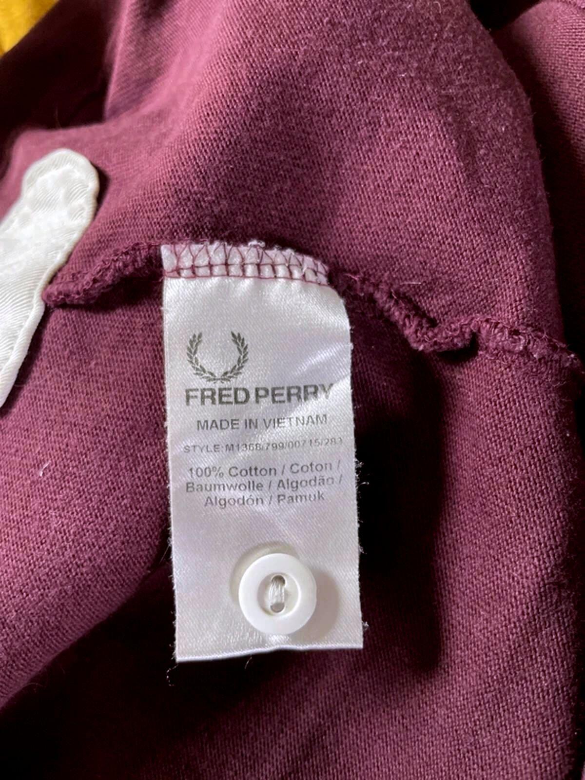 Men’s Fred Perry Classic Rugby Polo Top In Burgundy - Small - 2998