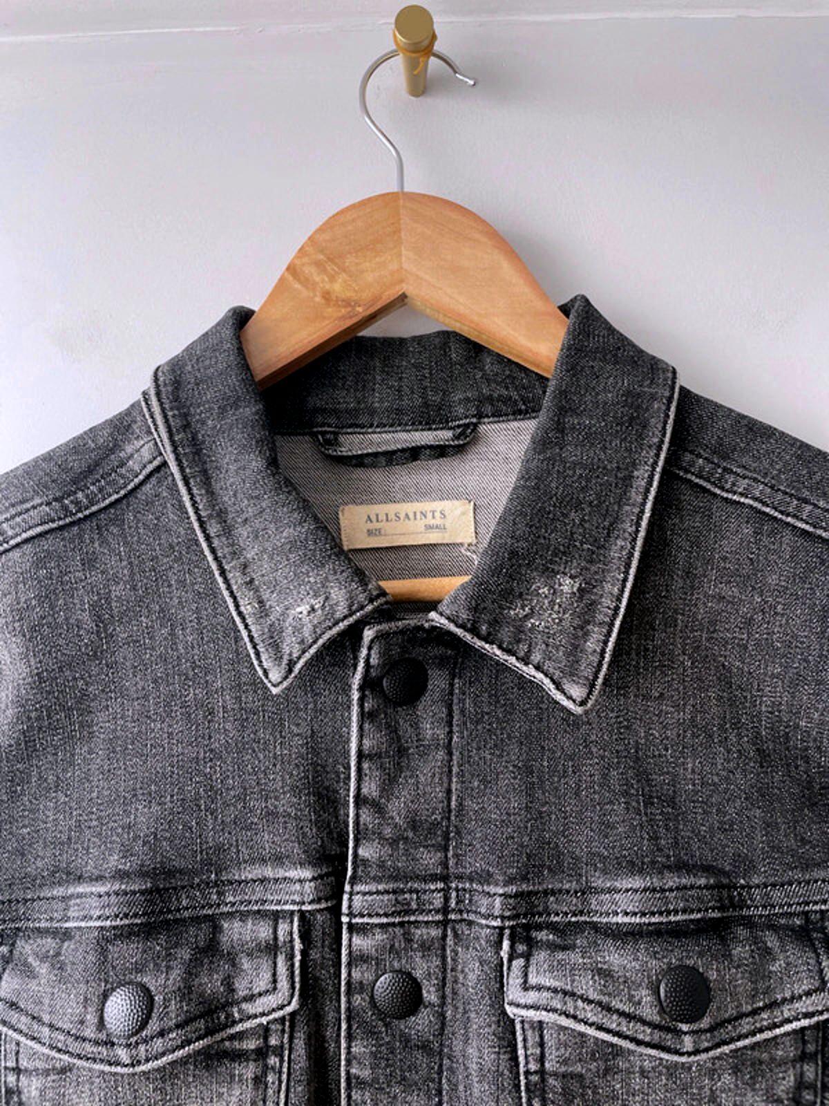 Women’s Allsaints Denim Trucker Jacket Coat In Washed Black - Small - 2132
