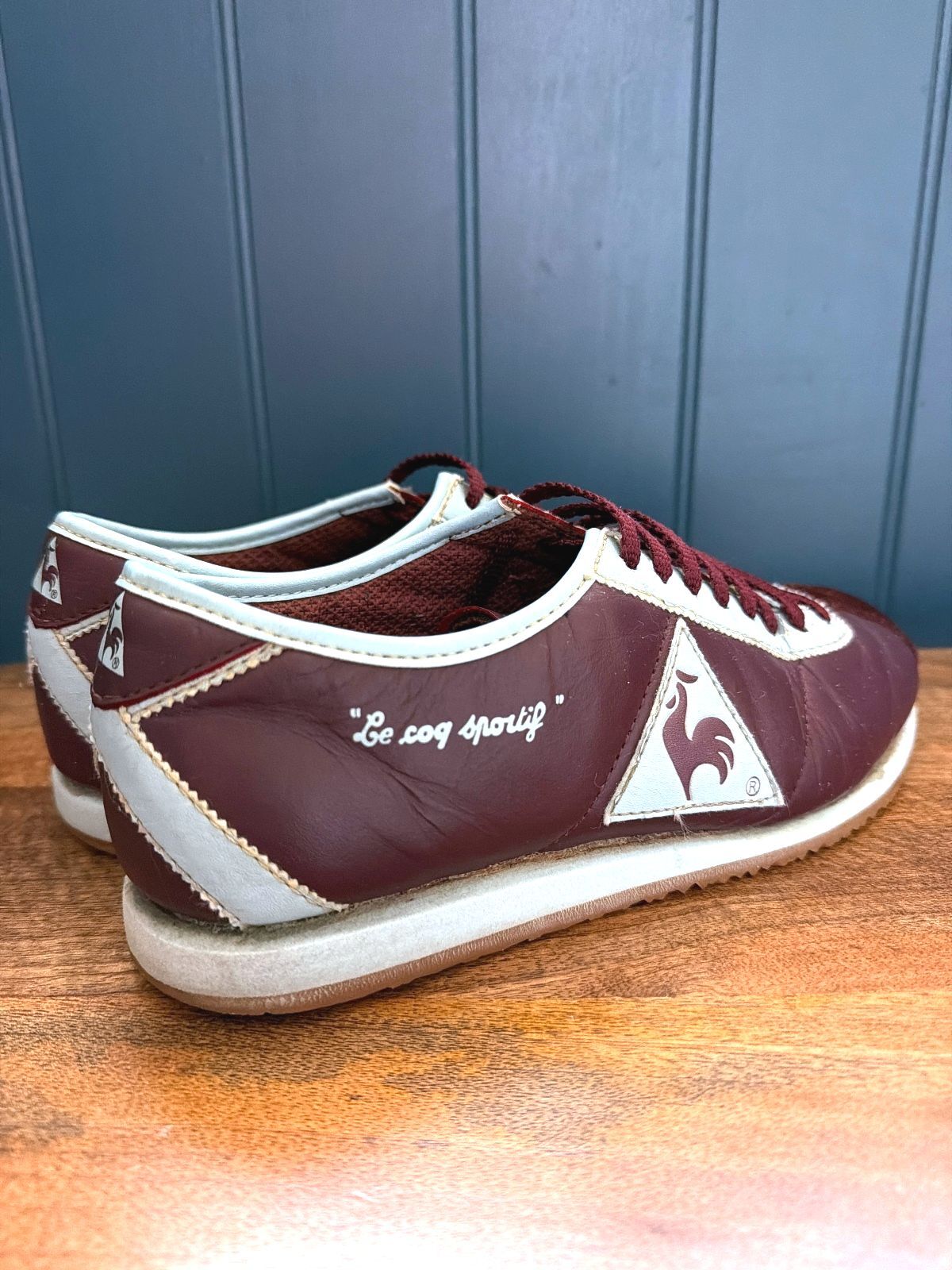 Womens Le Coq Sportif Vintage Retro Leather Trainers In Burgundy - Uk6 - 3614