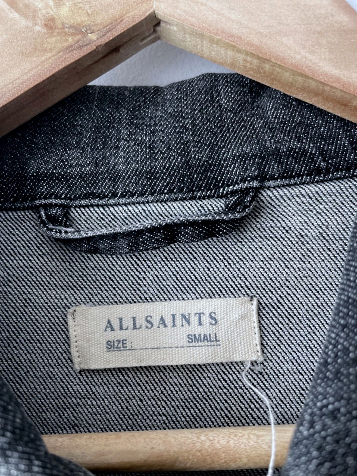 Men's Allsaints Denim Trucker Jacket Coat In Washed Black - Small - 2132