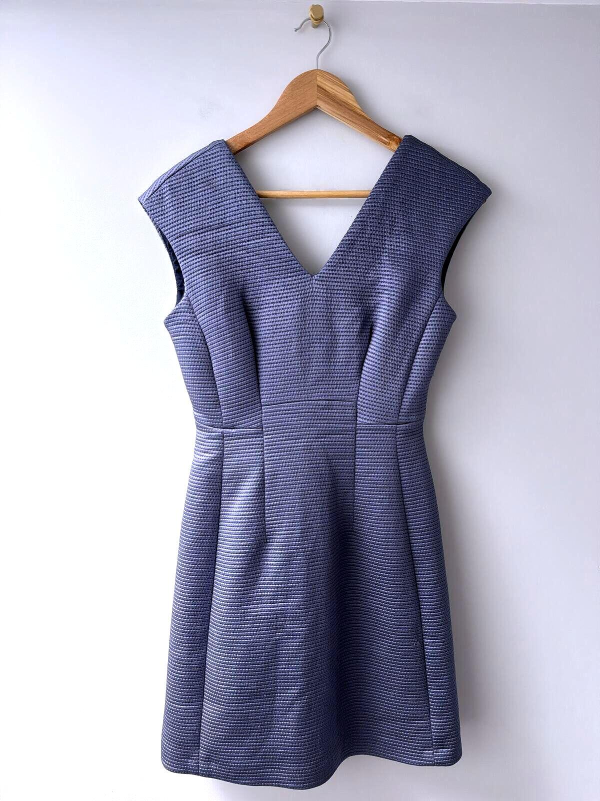 Womens Reiss Anouk Fitted Sleeveless V-Neck Dress In Blue - Uk10 - 3517