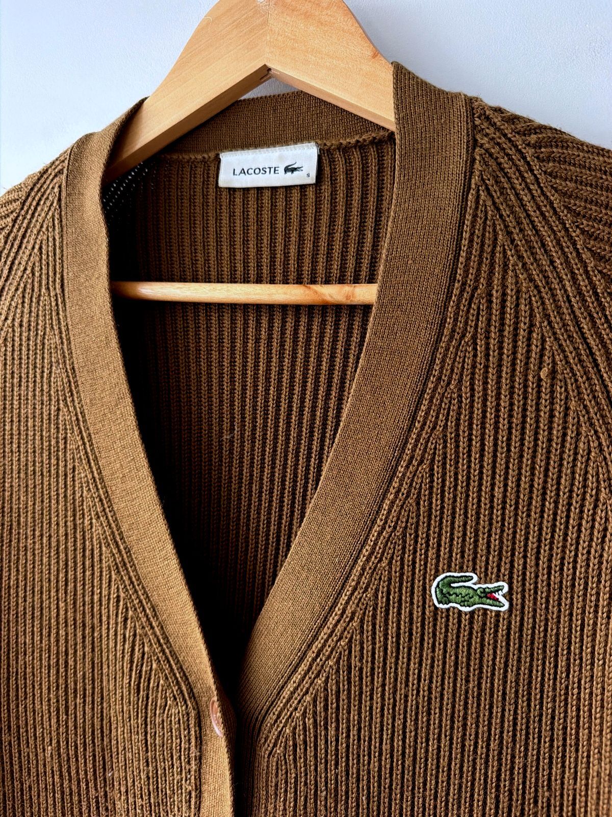 Men’s Lacoste Premium Wool Cardigan In Brown - Small - 3804