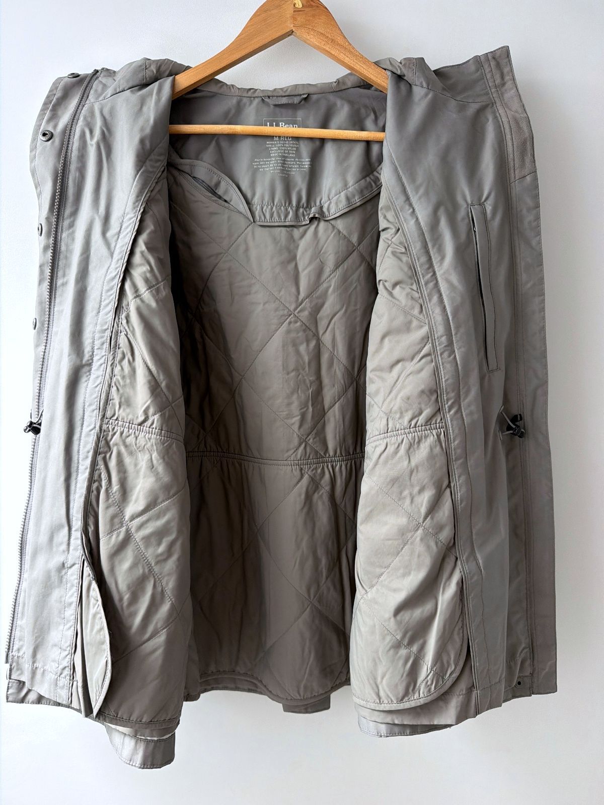 Women’s L.L.Bean H2Off Hooded Waterproof Raincoat Jacket In Grey - Medium - 3662