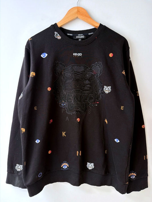 Men’s Kenzo Black Embroidered Tiger Logo Sweatshirt - XXLarge - 3575