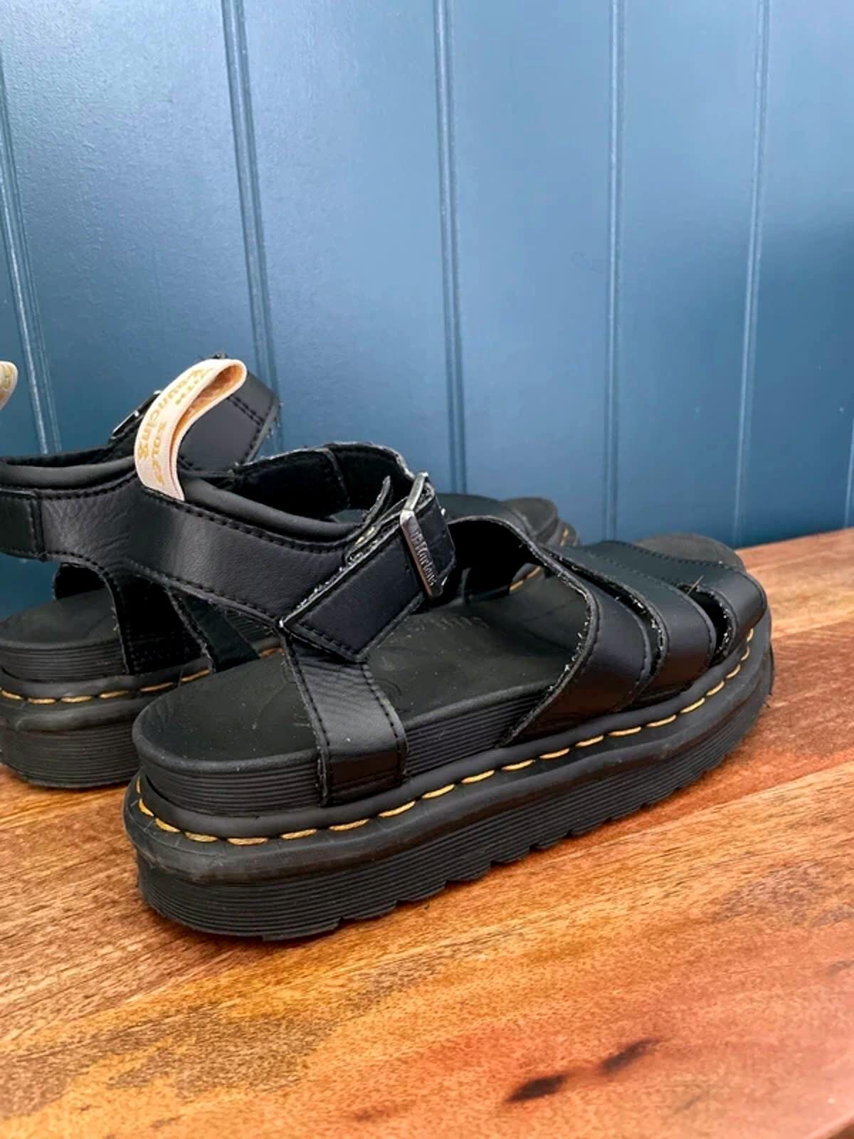 Women’s Dr Martens Blaire chunky sole leather straps sandals in black -uk5 -3032