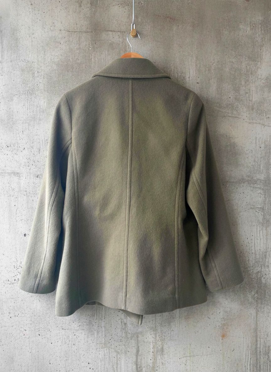 Women’s Uniqlo Double Breasted Wool Jacket Peacoat In Khaki - Small - 2566