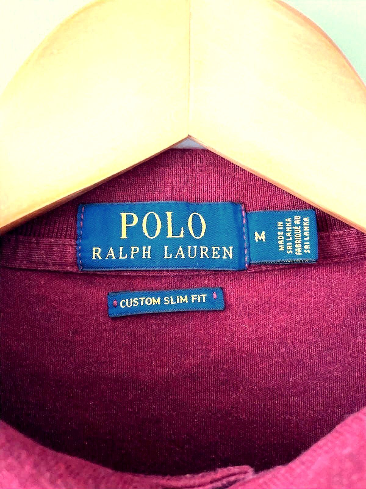 Men’s Ralph Lauren Custom Slim Fit Polo Top In Burgundy - Medium - 1880