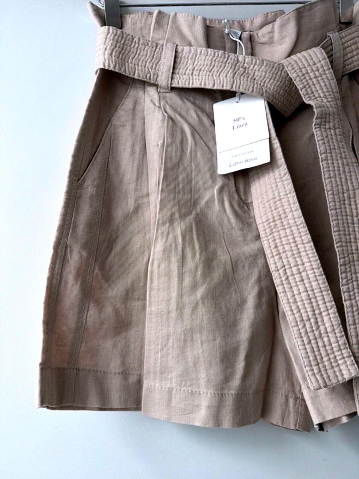 Women’s & Other Stories linen tie front style shorts in beige - Uk6 - 3440