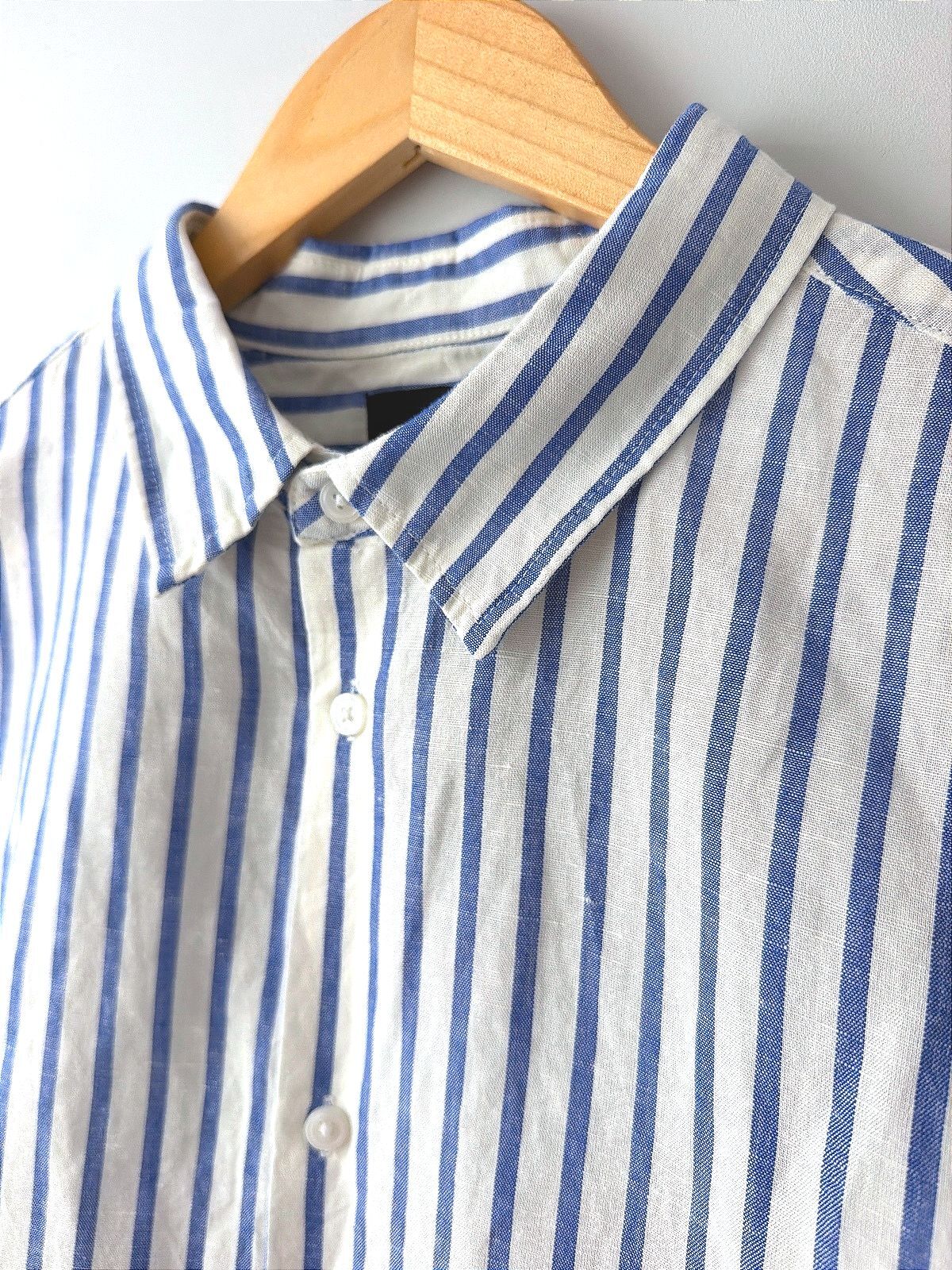 Men’s H&M Boxy Oversized Fit Striped Linen Shirt In Blue - Large - 3640