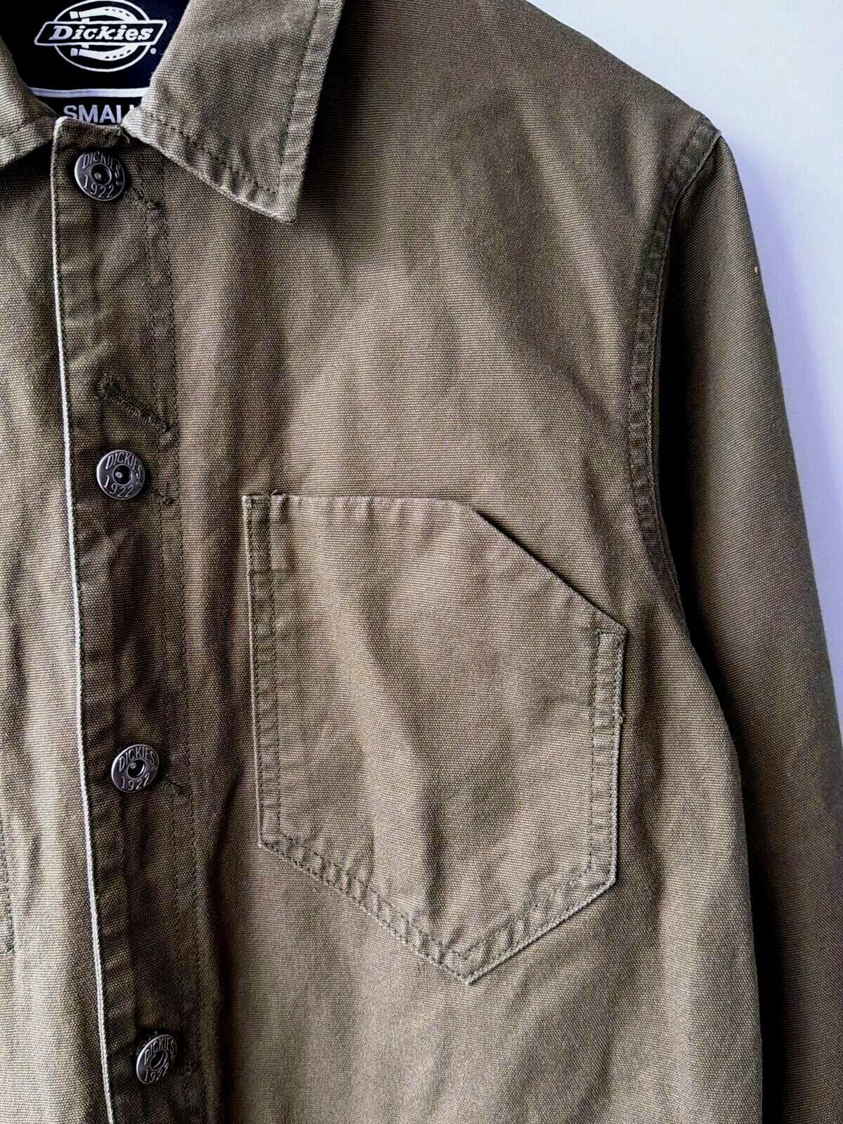 Mens Dickies Workwear Military Style Shirt Jacket In Khaki - Small - 3532