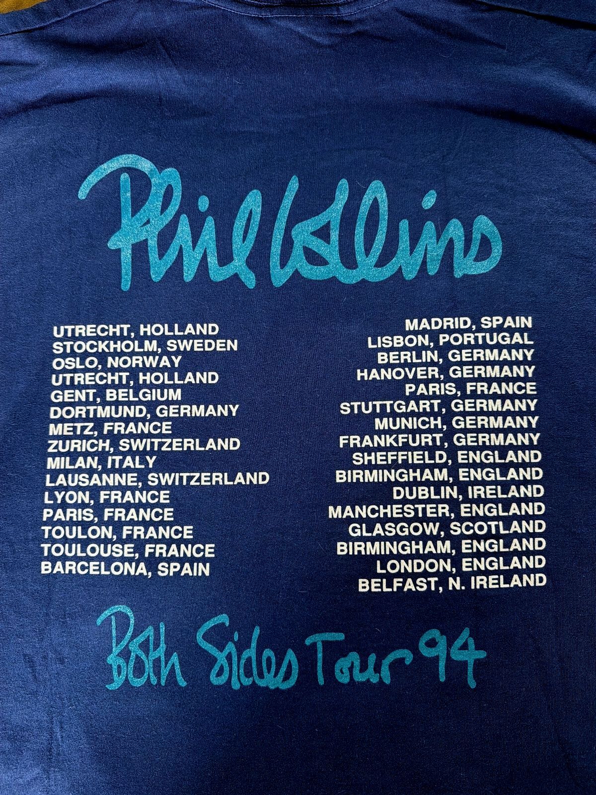 Unisex Phil Collins Vintage Both Sides Tour 1994 T-Shirt In Navy - XLarge - 3710