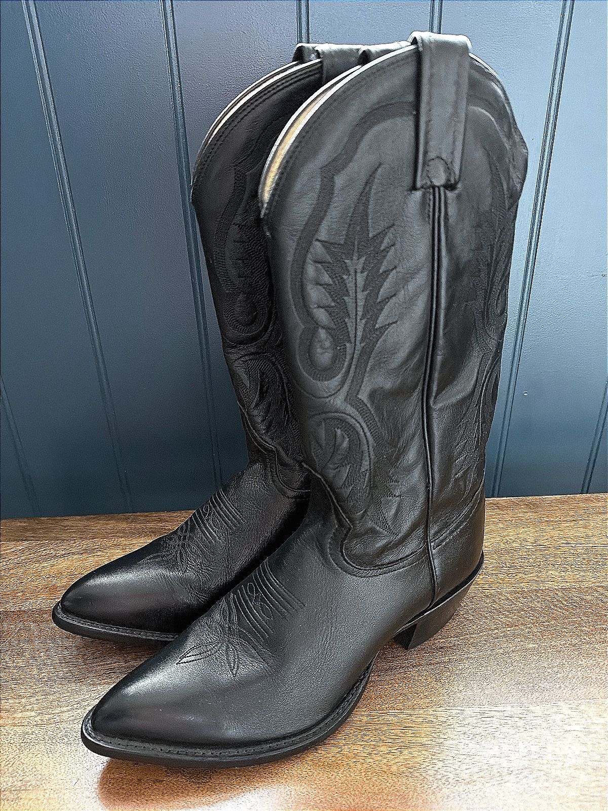 Women’s Tony Lama Premium Leather Cowboy Boots In Black - Uk7 - 3616