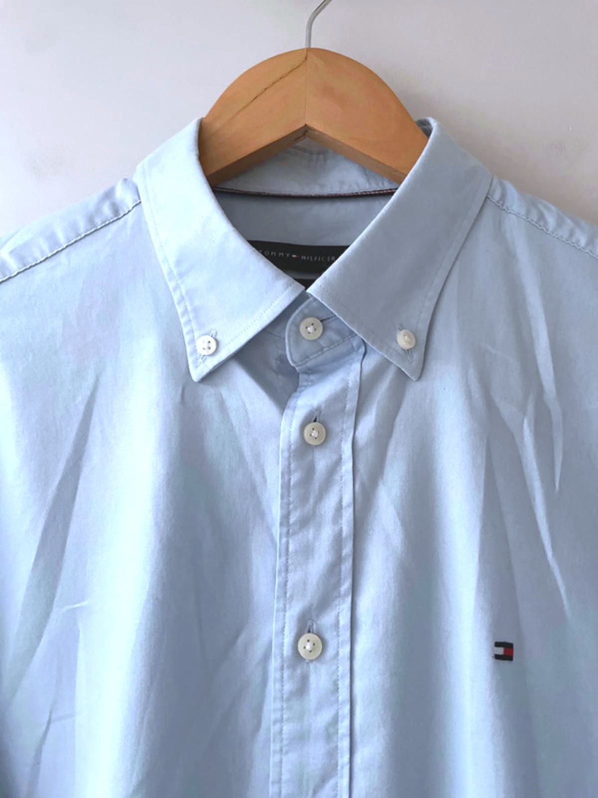 Men’s Tommy Hilfiger THFlex Regular Fit Long Sleeve Shirt In Blue - Medium -2757