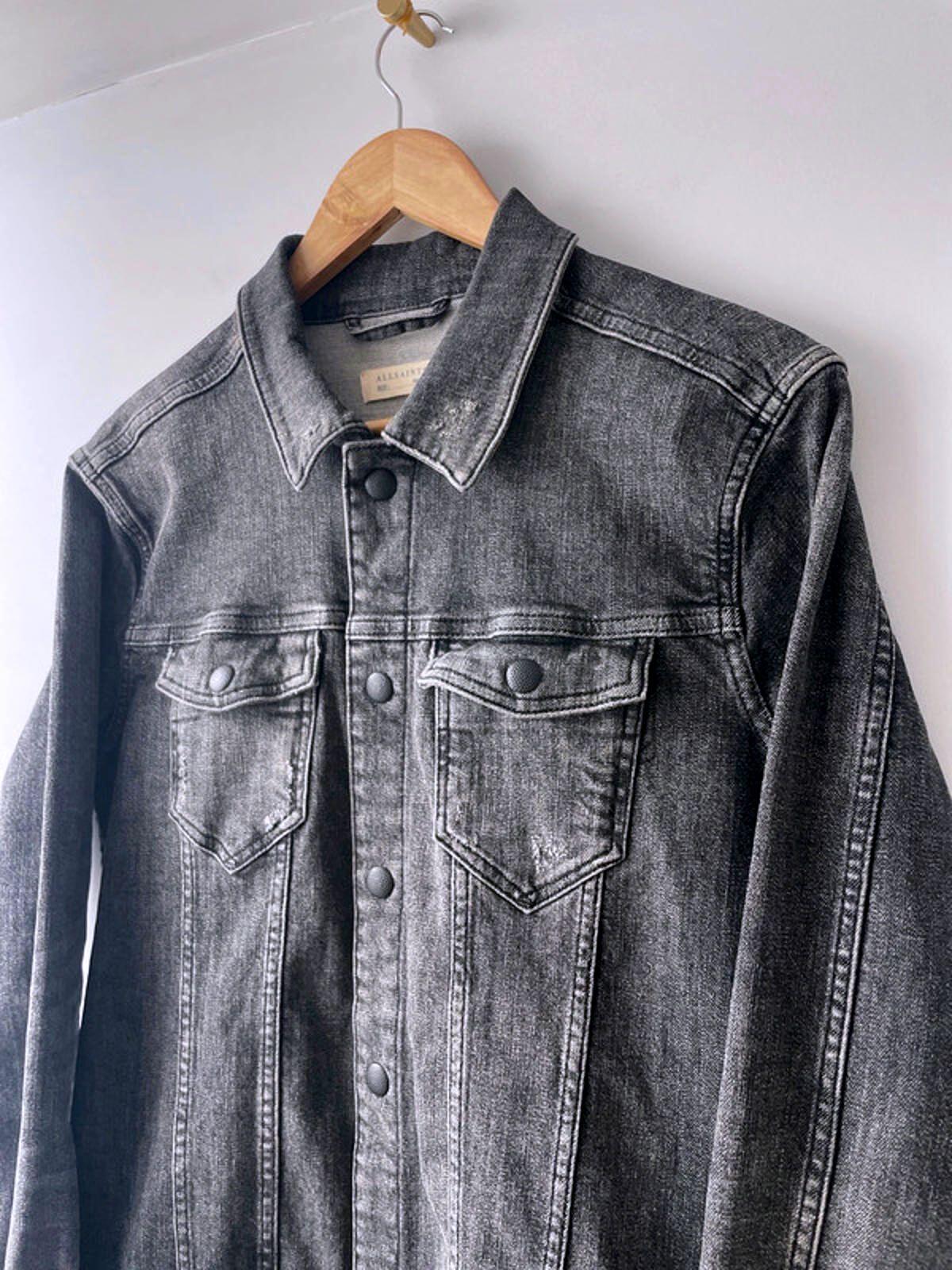 Women’s Allsaints Denim Trucker Jacket Coat In Washed Black - Small - 2132