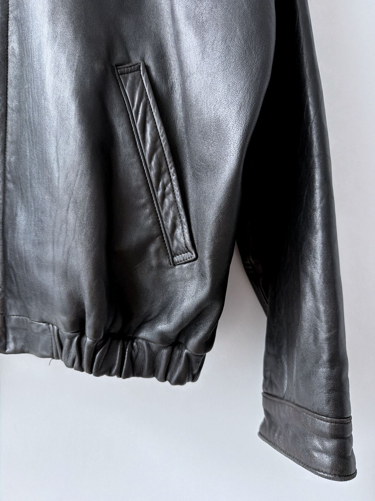 Men’s Ralph Lauren Oversized Fit Premium Leather Jacket In Black - Medium - 3654