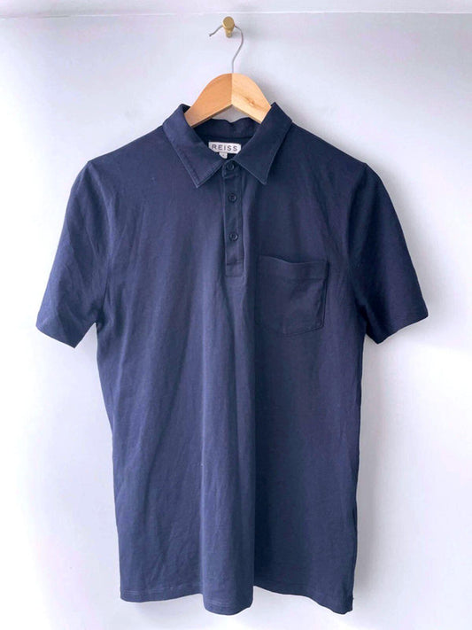 Men’s Reiss Premium Soft Touch Polo Top In Navy - Small - 1728