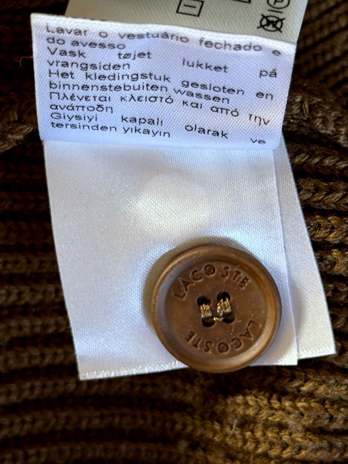 Men’s Lacoste Premium Wool Cardigan In Brown - Small - 3804