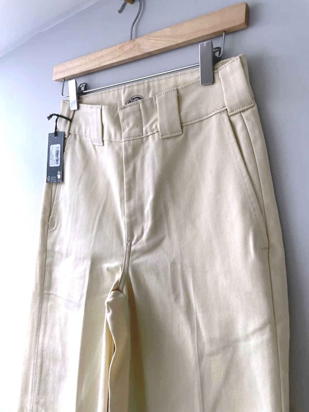 Women’s Dickies Wide Leg Chino Trousers In Cream - W24/L32 - 3006