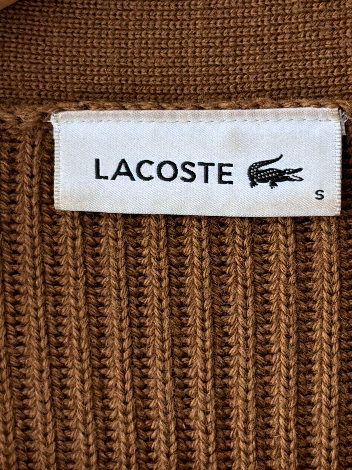 Men’s Lacoste Premium Wool Cardigan In Brown - Small - 3804