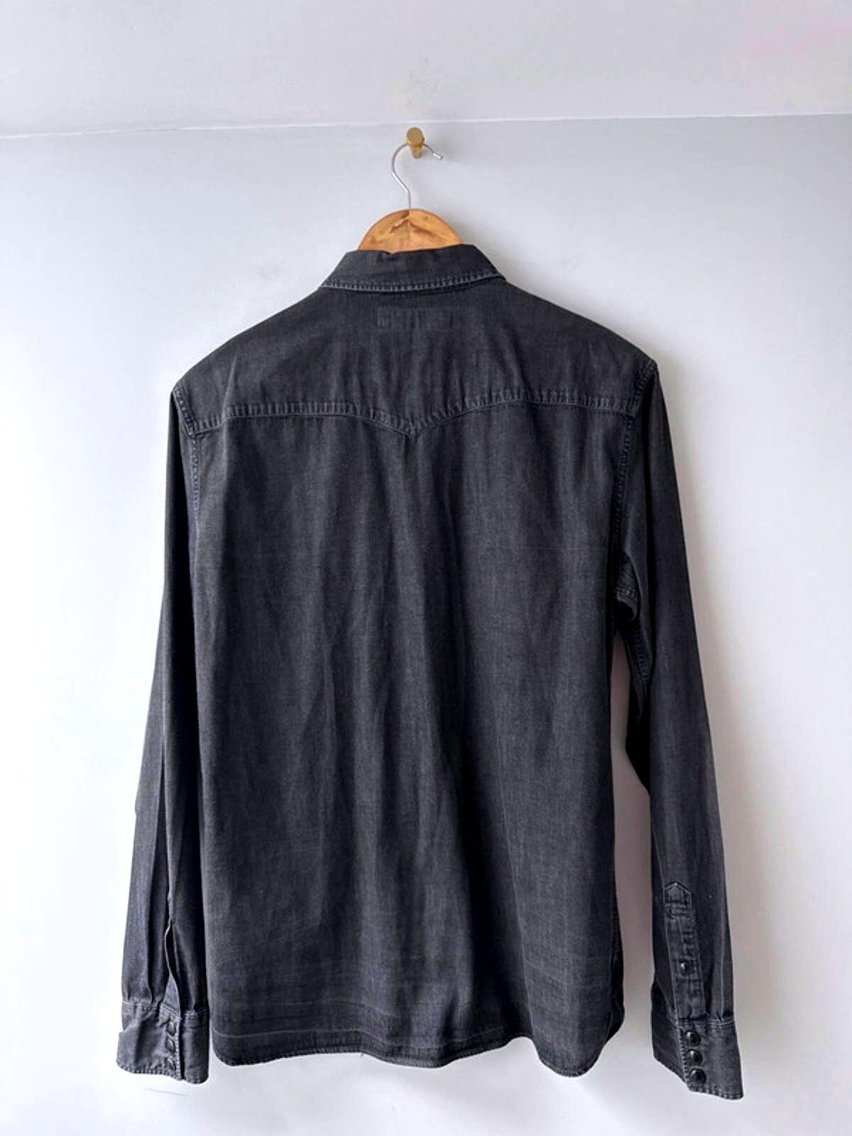 Men’s Allsaints Washed Western Denim Chambray Shirt In Black - Small - 1968