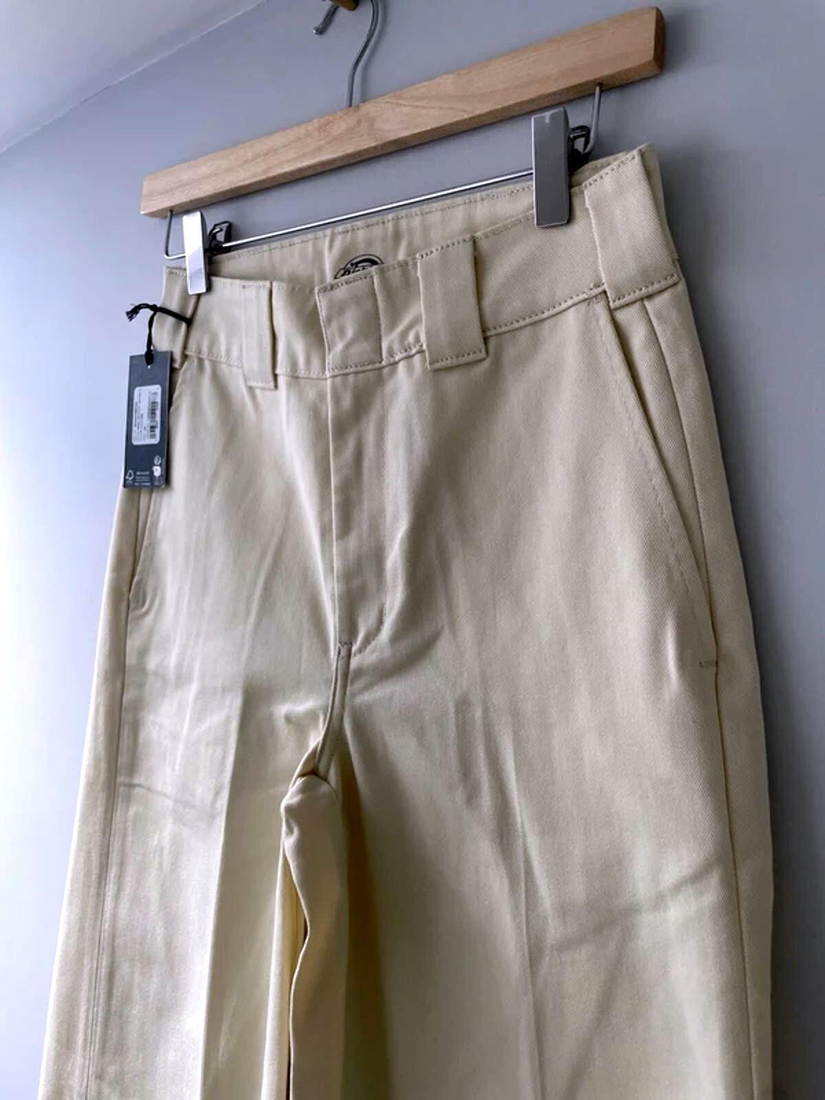 Women’s Dickies Wide Leg Trousers Chino In Cream - W24/L32 - 3006