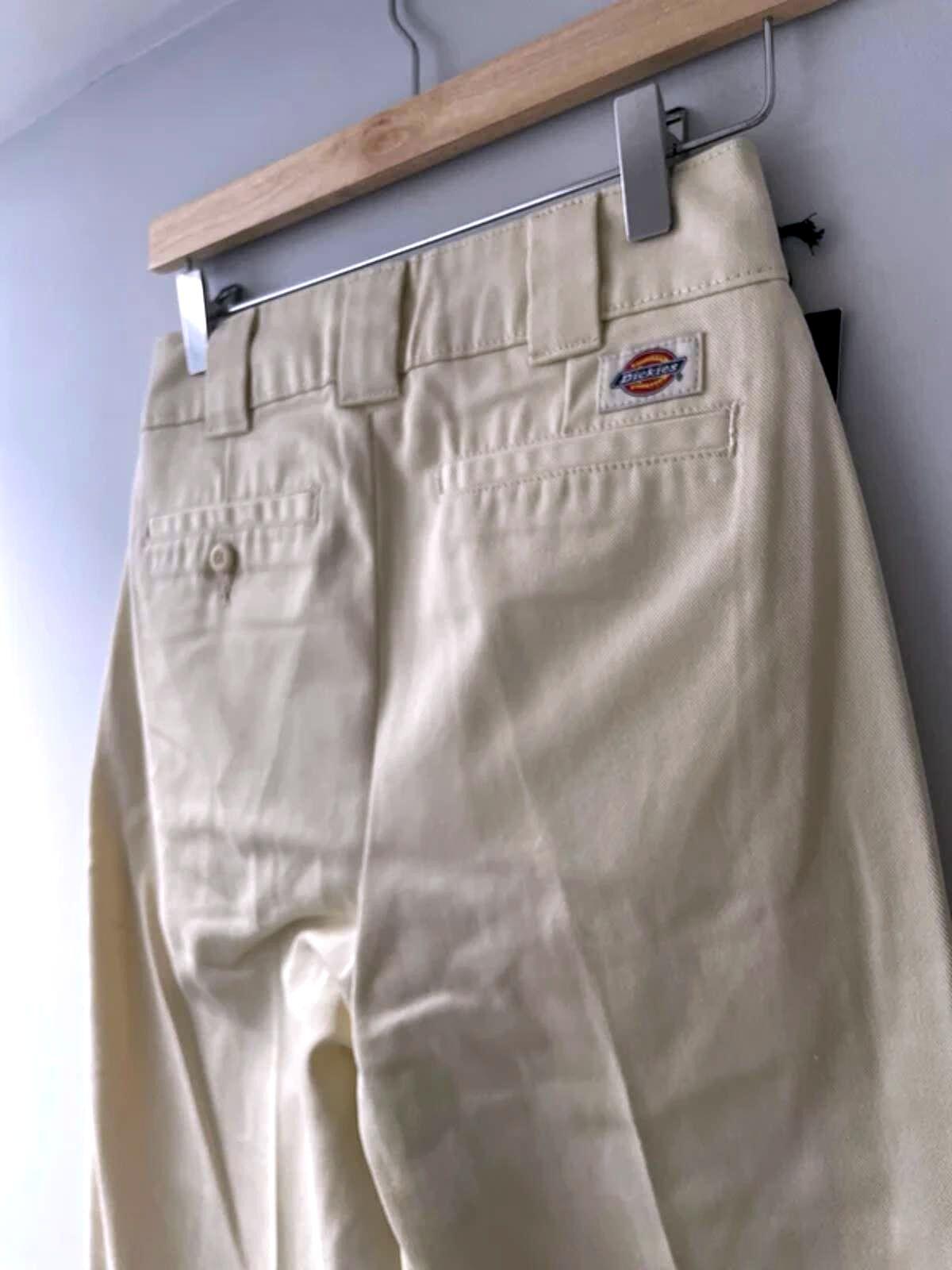 Women’s Dickies Wide Leg Trousers Chino In Cream - W24/L32 - 3006