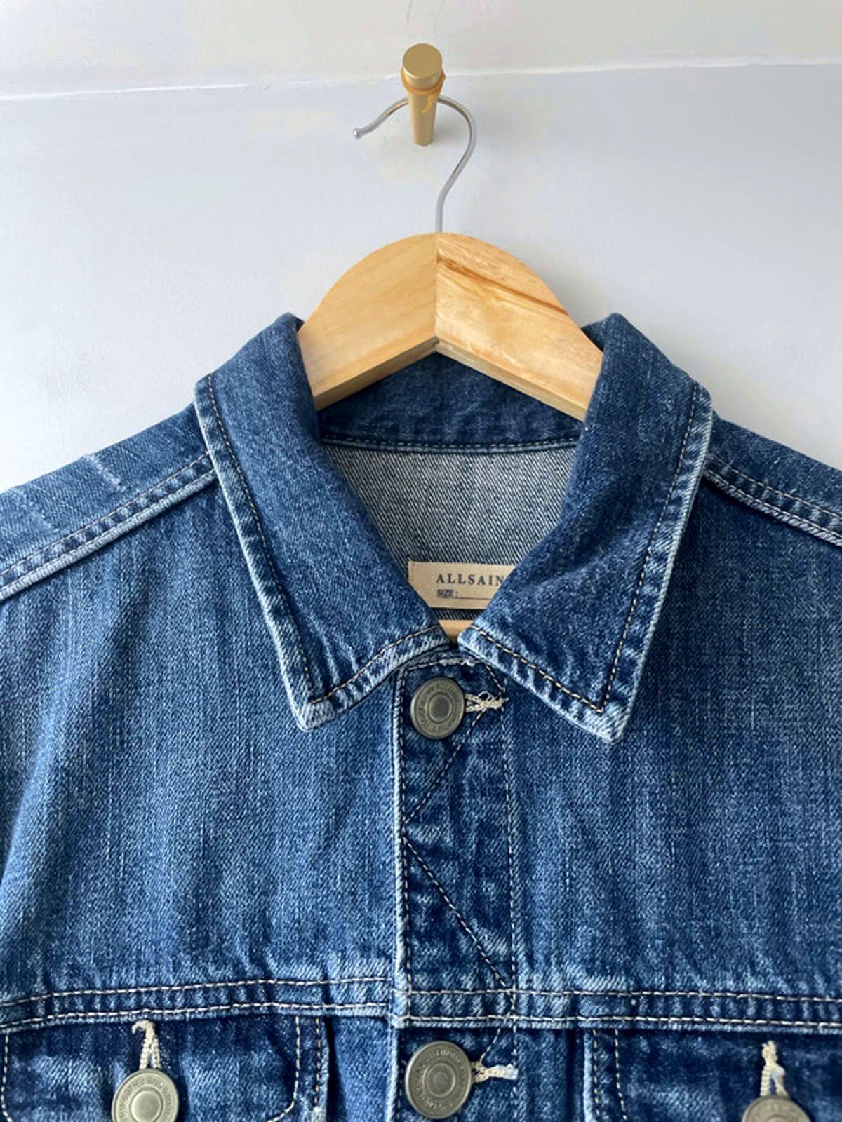 Women’s Allsaints Denim Trucker Jacket Coat In Navy - Small - 2111