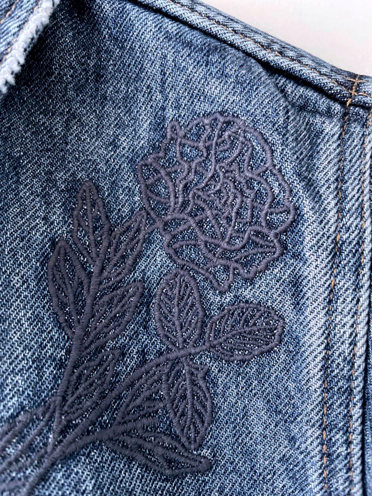 Women’s Tommy Hilfiger Embroidered Detail Denim Jacket In Navy - Small -2432