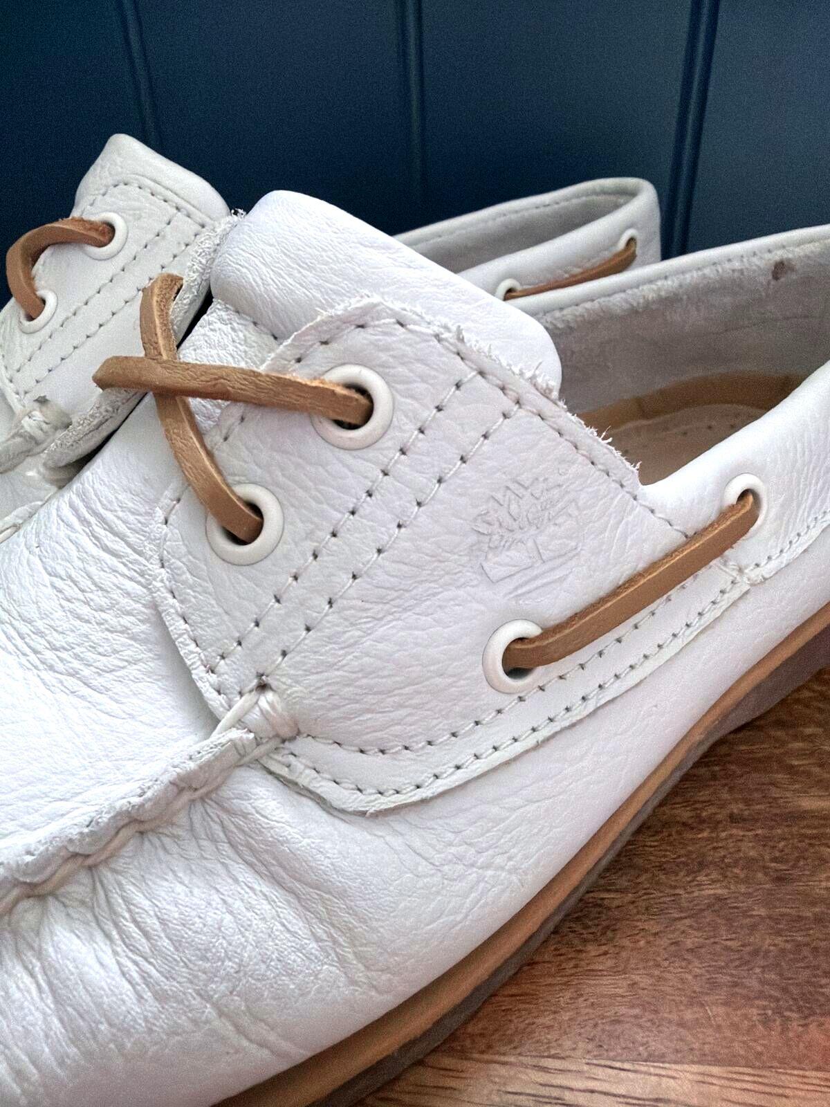Men’s Timberland Premium leather Classic Boat Shoes In White - UK8 - 3539