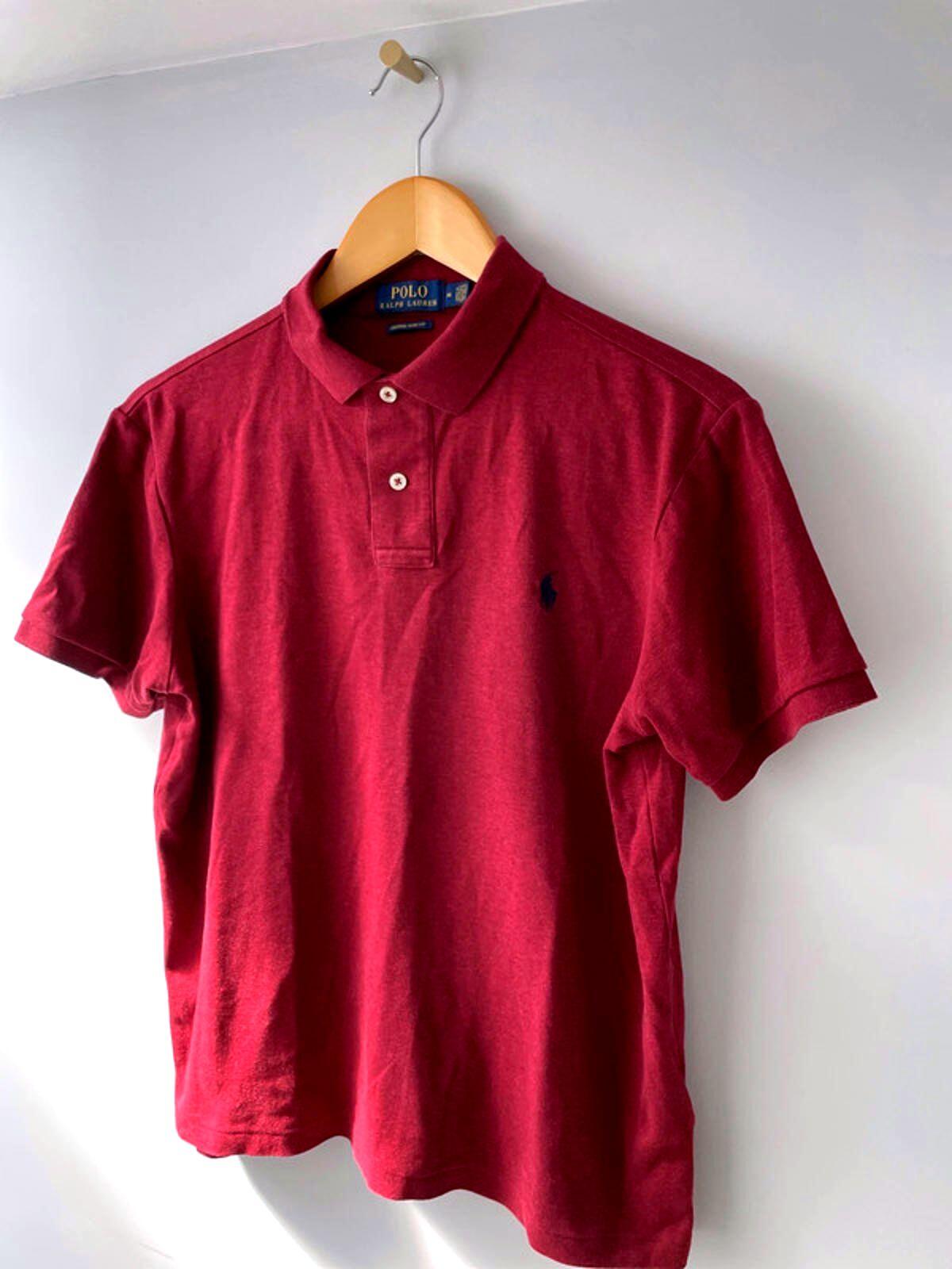 Men’s Ralph Lauren Slim Fit Polo Top In Burgundy - Medium - 1880