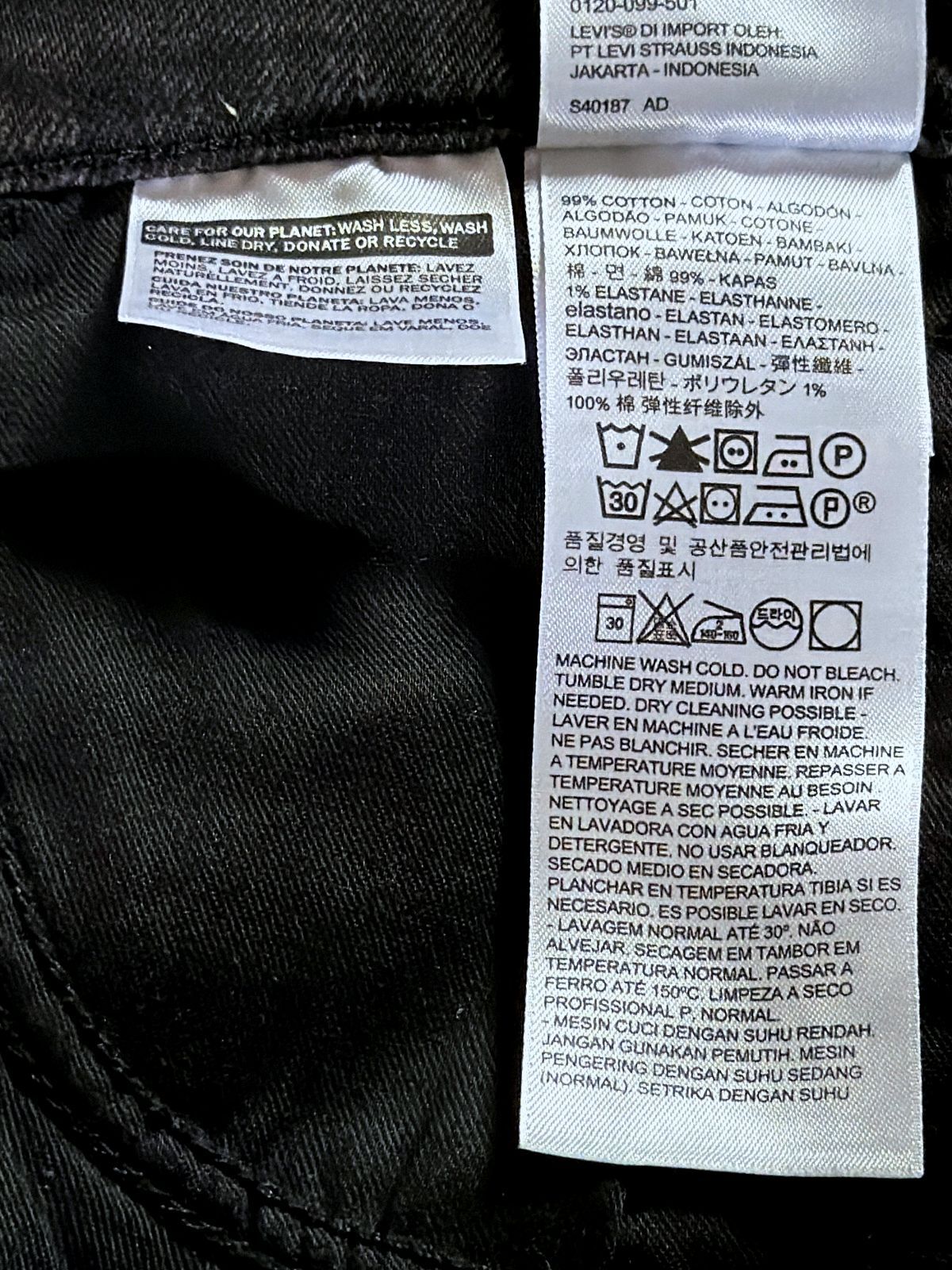 Men’s Levi's Premium Line 8 Slim Fit Jeans With Stretch In Black -W32/L30 - 3756