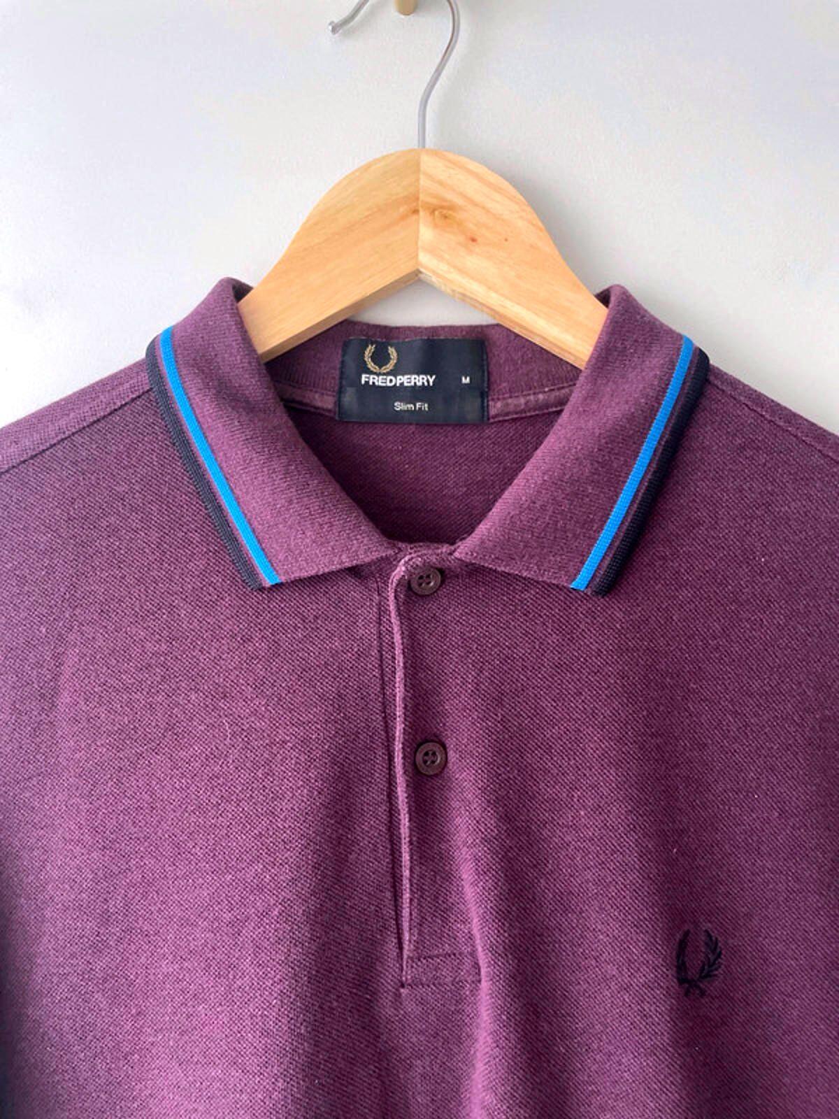 Men’s Fred Perry Slim Fit Short Sleeve Polo Top In Purple - Medium - 1797