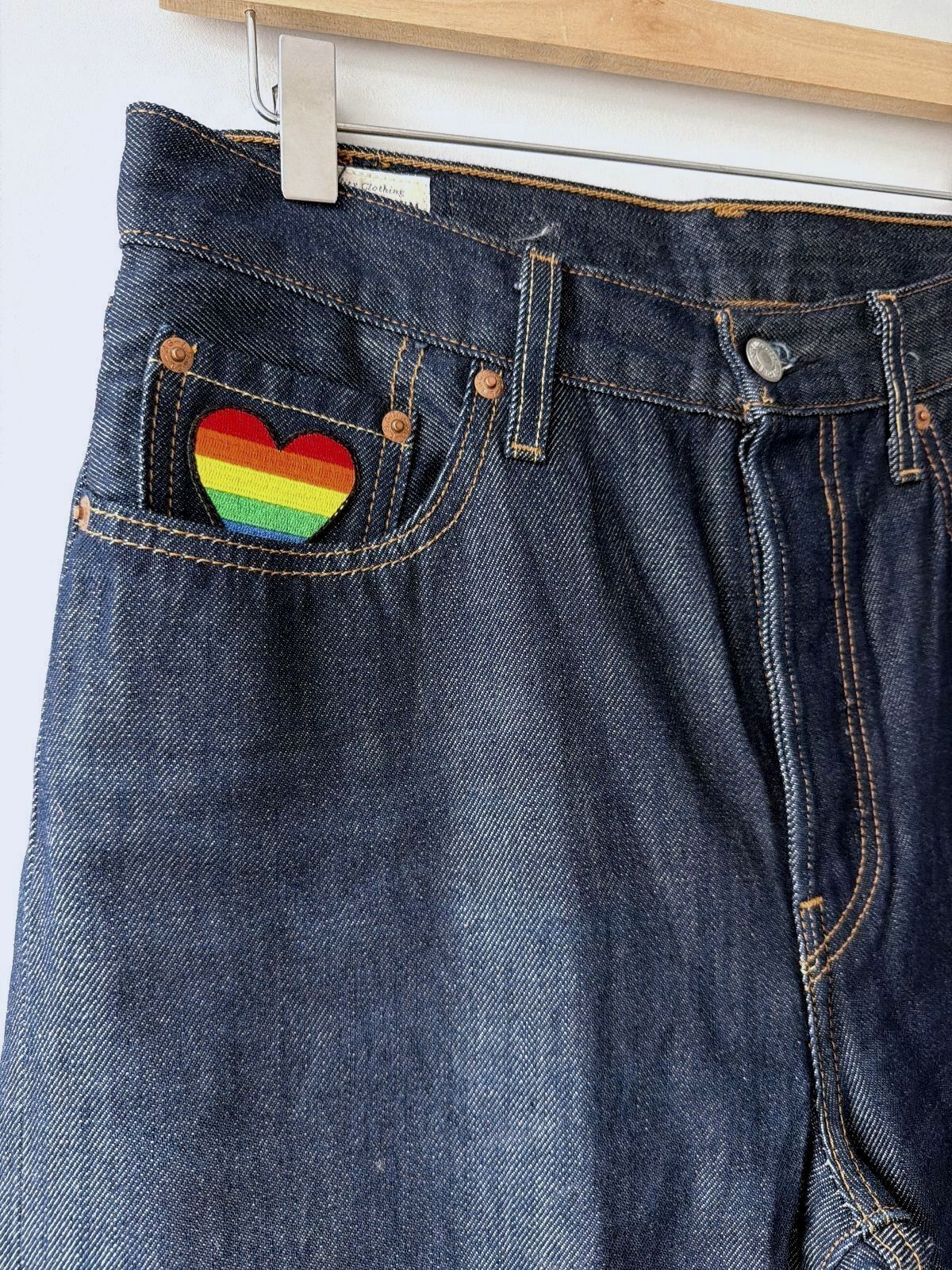 Women’s Levi's 501 Straight Leg Jeans With Rainbow Heart Patch - W29/L29