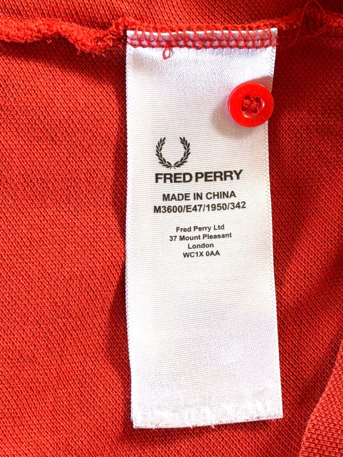 Men’s Fred Perry Classic Polo Shirt Top with White Trim - Large - 3577