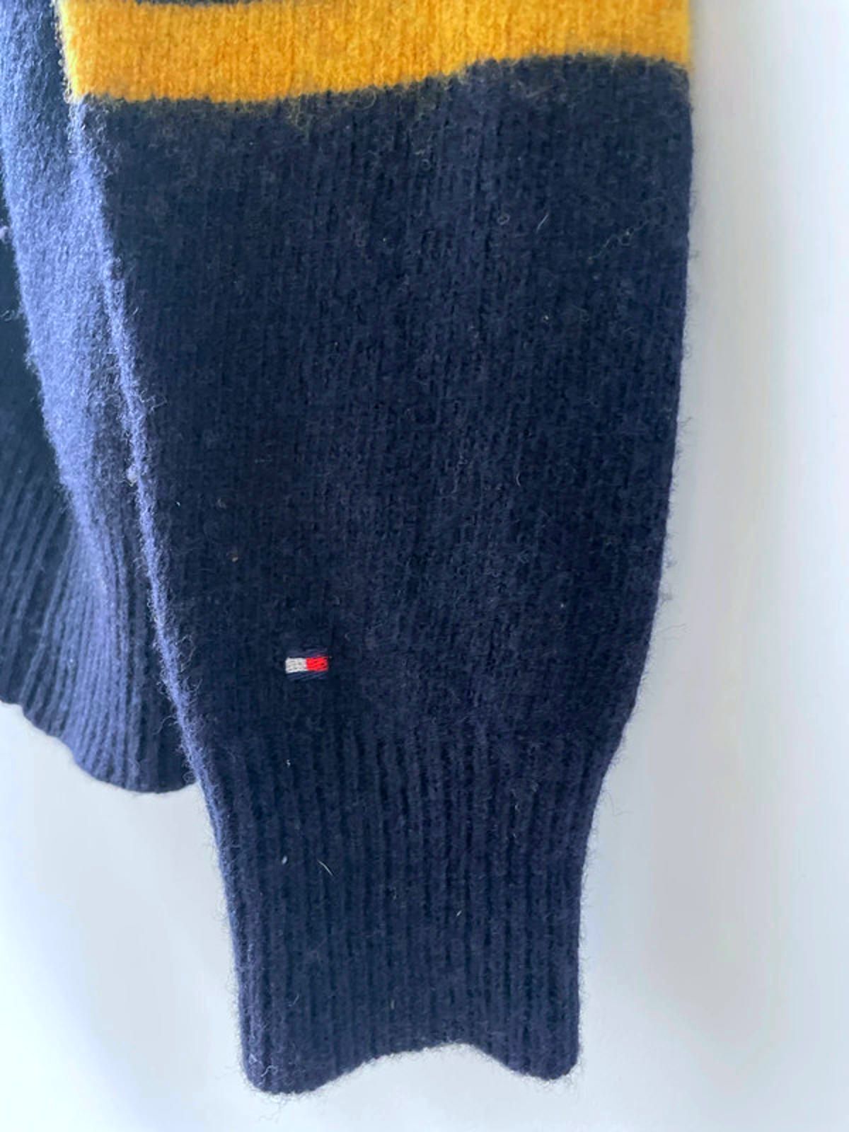 Mens Tommy Hilfiger Premium Wool Jumper In Navy/Yellow - Small - 2621