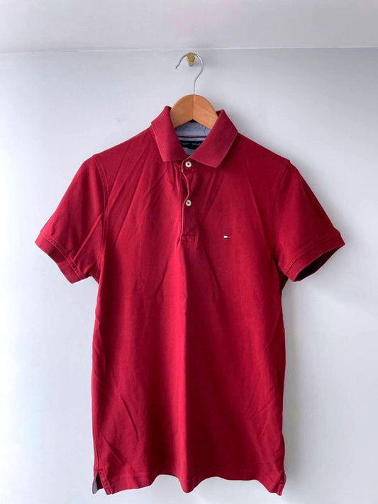 Men’s Tommy Hilfiger Slim Fit Polo Top In Red - Small - 1594