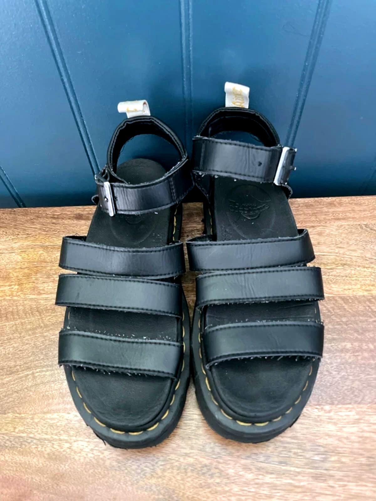 Women’s Dr Martens Blaire chunky sole leather straps sandals in black -uk5 -3032
