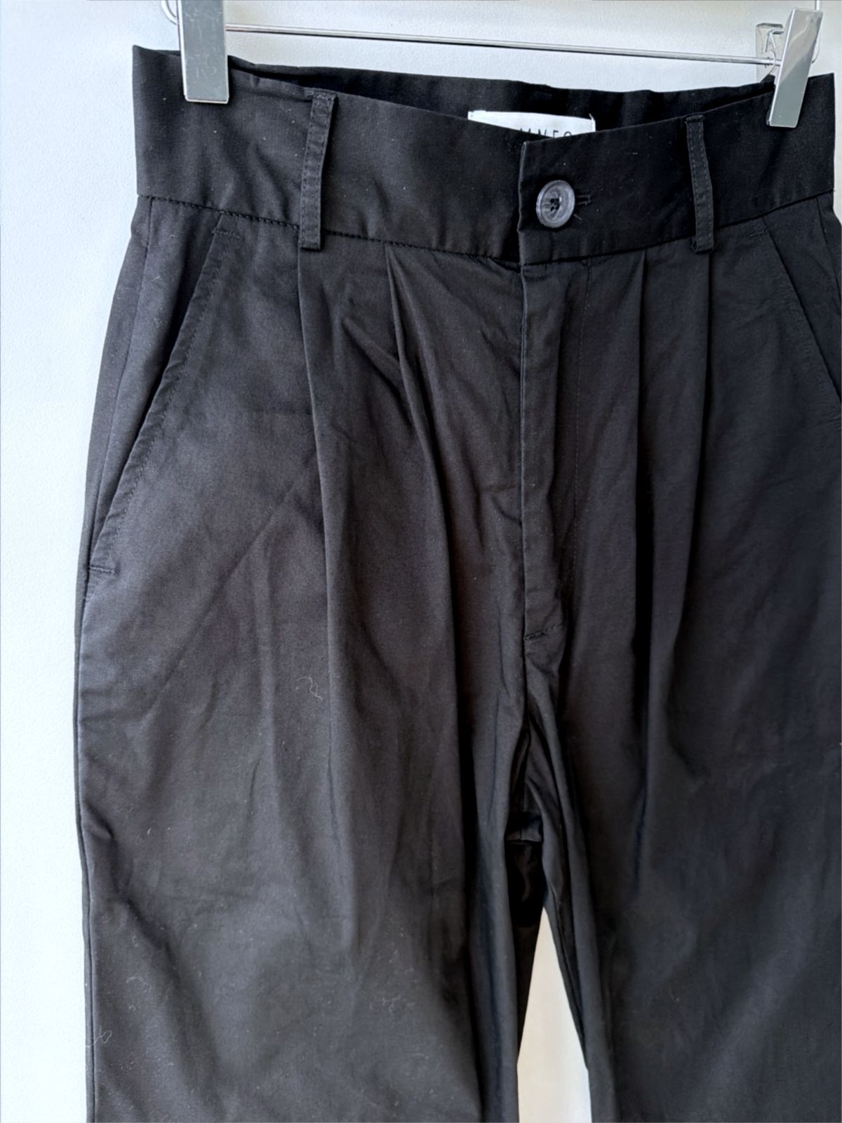 Women’s Omnes High Waist Straight Leg Pleated Trousers In Black - W27/L29 - 3572