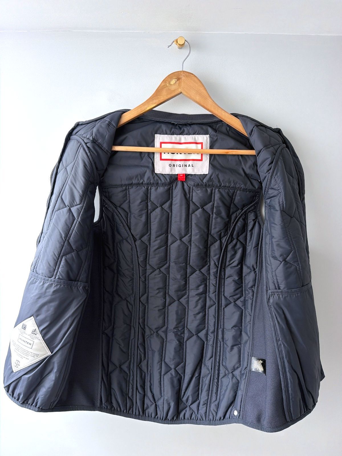 Women’s Hunter Zip Through Quilted Gilet Vest Jacket In Navy - Uk12 - 3700