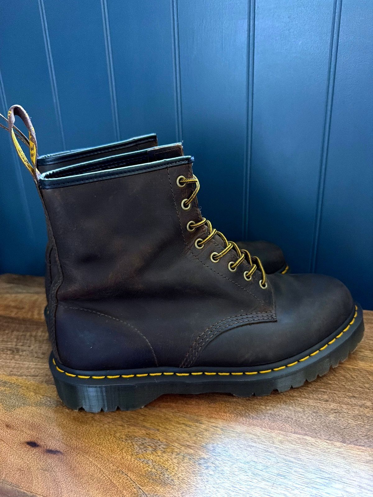 Men’s Dr. Martens 1460 Wax Commander Pull Up Leather Boots In Brown - Uk12 -3820