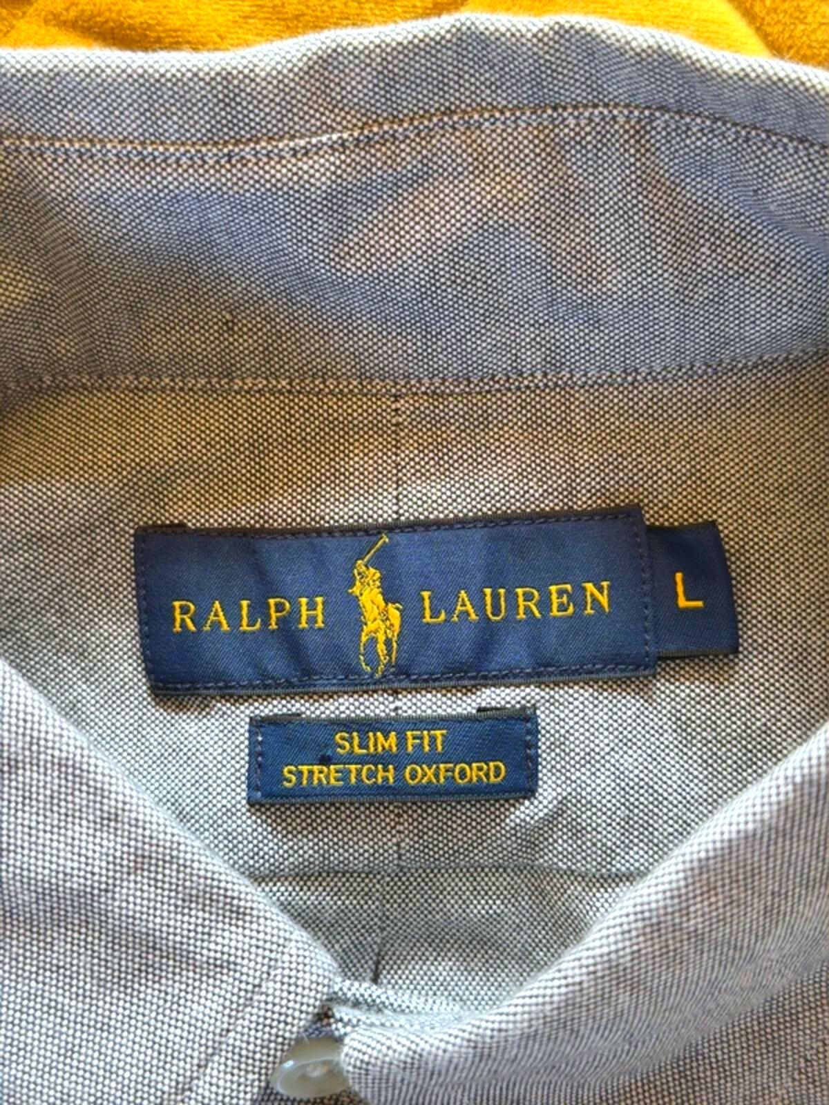 Men’s Ralph Lauren Slim Stretch Fit Oxford Chambray Shirt In Blue - Large - 3473