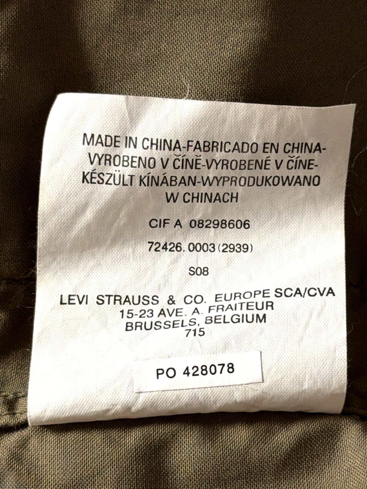Men’s Levi's Military Style Jacket Coat In Khaki - Medium - 3775