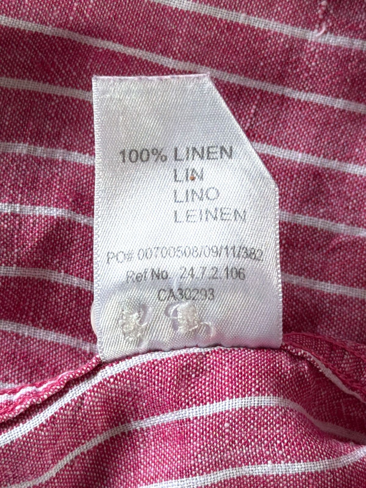 Men’s Wolsey Premium Striped 100% Linen Shirt In Pink - Large - 3780