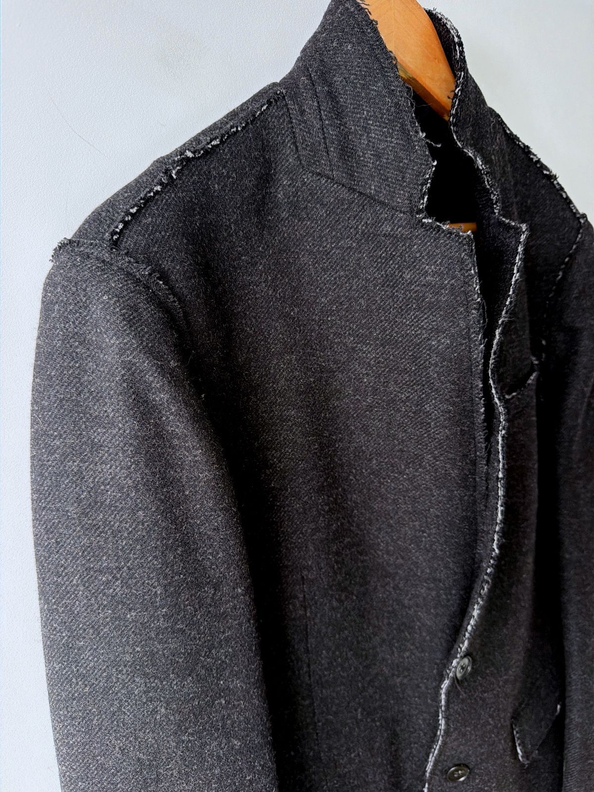 Men's Allsaints Tolcis Raw Edge Design Wool Blazer In Dark Grey - Medium - 3705