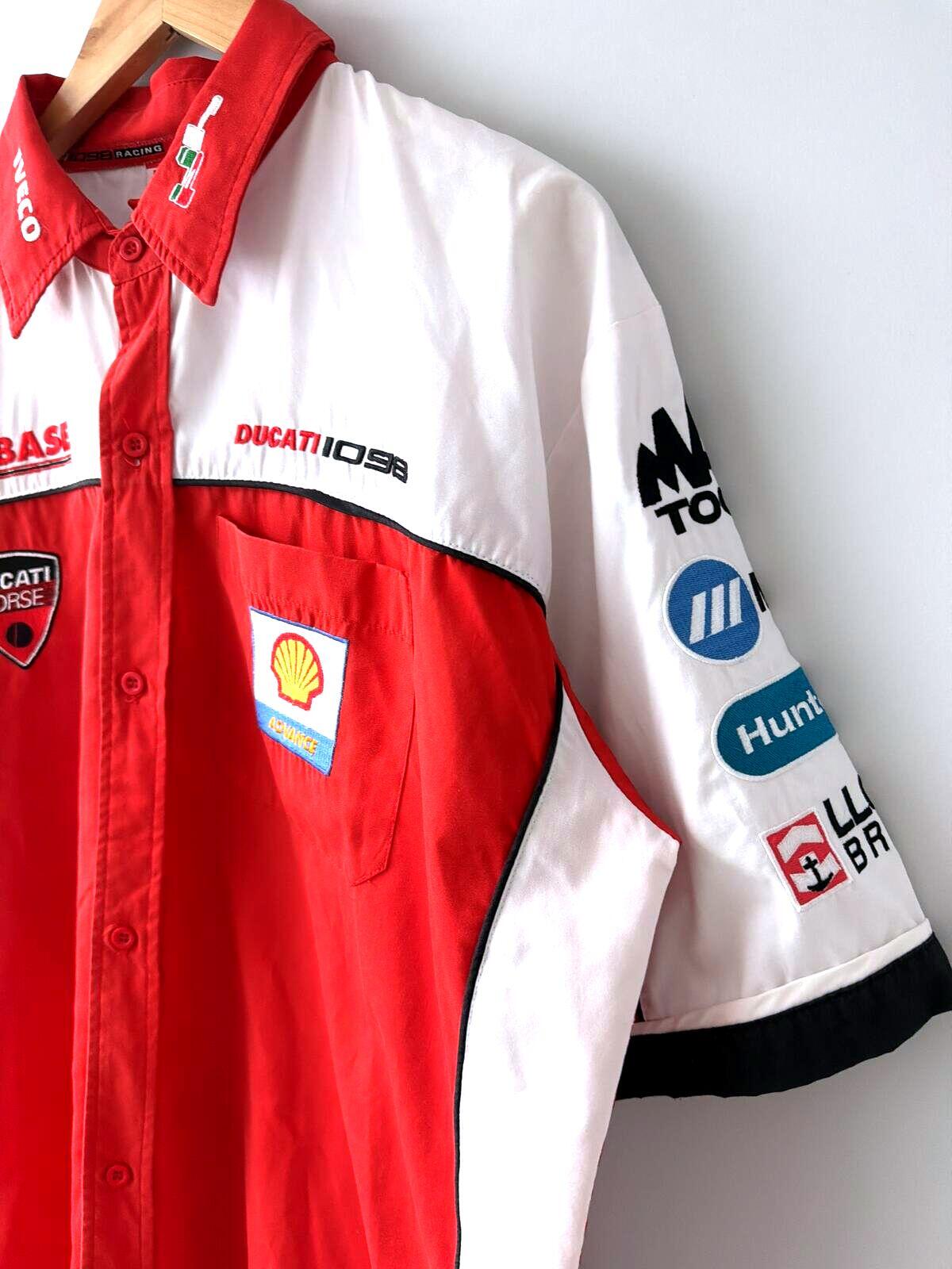 Mens Ducati Corse Red and White Racing Team Shirt - XLarge - 3523