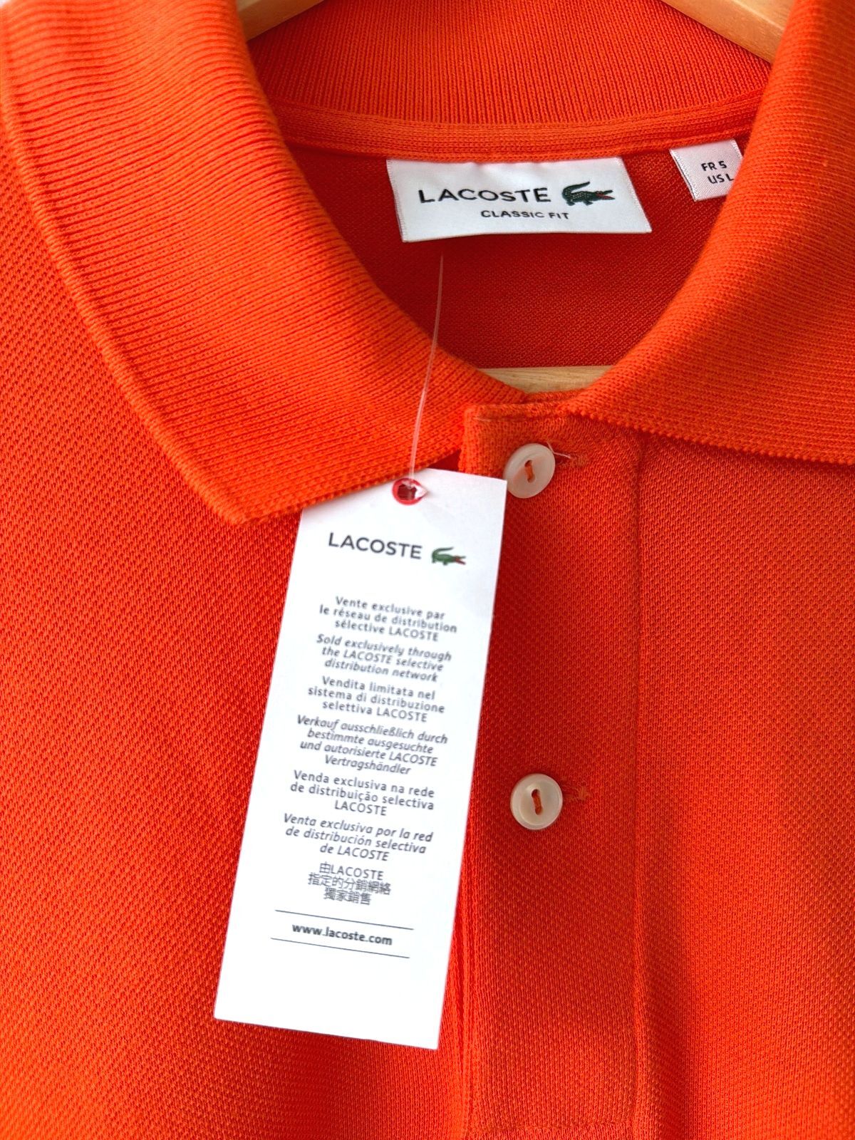 Men’s Lacoste Classic Fit Polo Shirt Top In Orange - Large - 3669