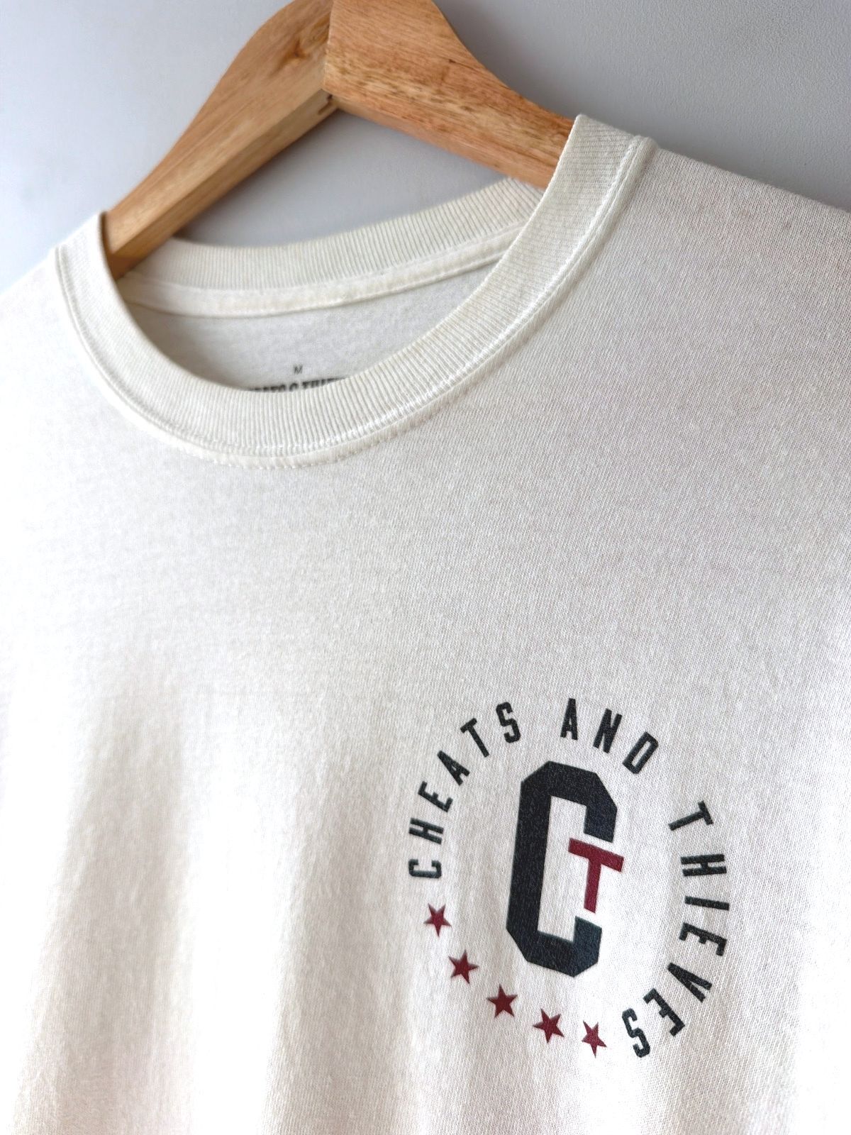 Men’s Cheats & Thieves Long Sleeve Cotton T-Shirt In Off White - Medium - 3627