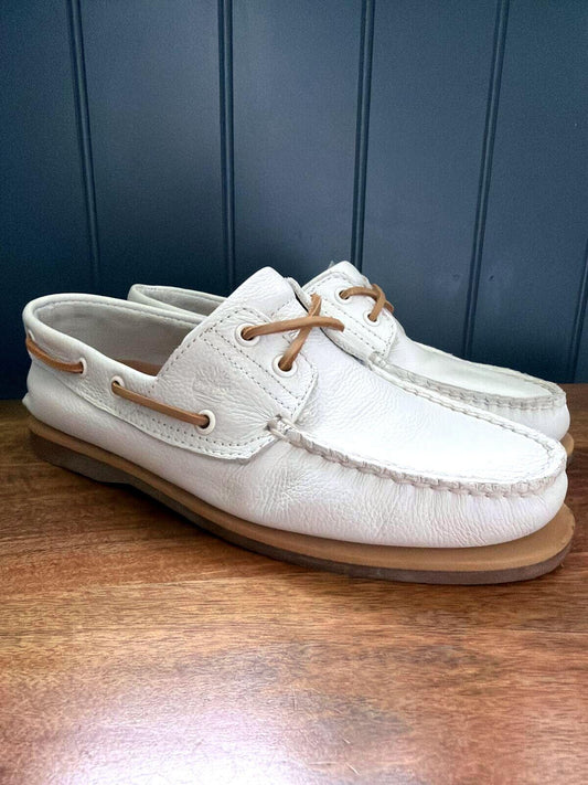 Men’s Timberland Premium leather Classic Boat Shoes In White - UK8 - 3539