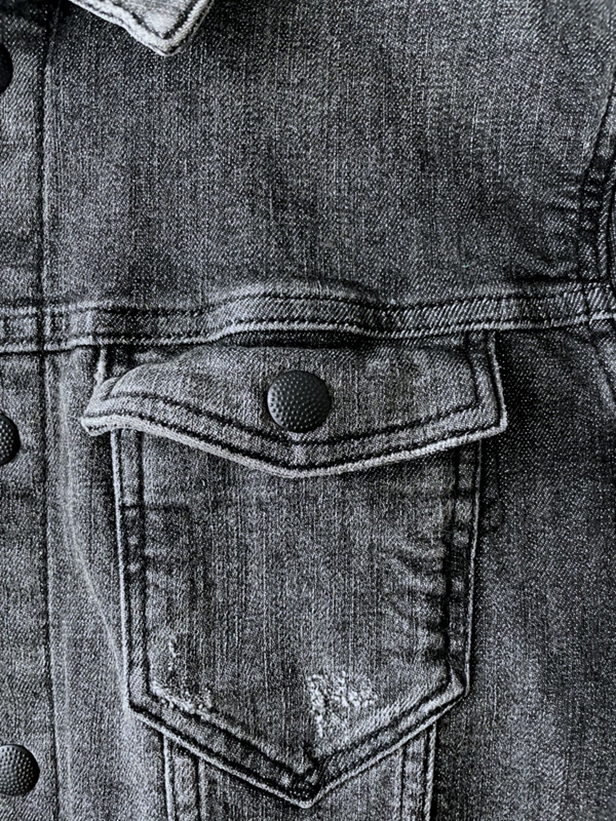 Men's Allsaints Denim Trucker Jacket Coat In Washed Black - Small - 2132
